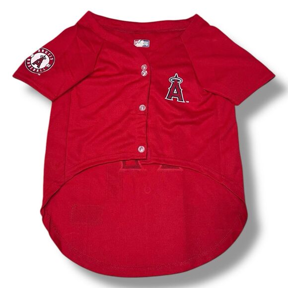 MLBPA SHOHEI OHTANI #17 Pet Dog Red T-shirt MLB Los Angeles Angels Size L - Picture 2 of 9